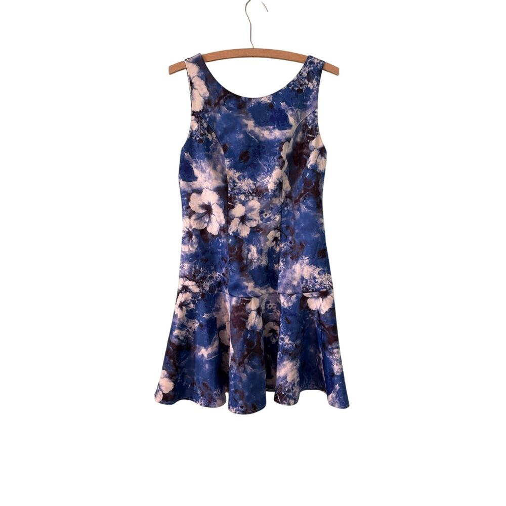 Rhyme Los Angeles Small Drop Waist Dress Sleeveless Floral Tie Dye 16.5” PTP